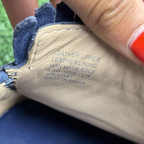 TORY BURCH-AUTHENTIC-Women's Gemini Link Navy Sea Suede Driver Loafer-Size 5.5 - Picture 8 of 9